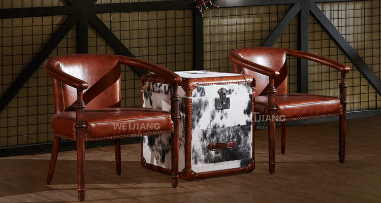 实木真皮围椅