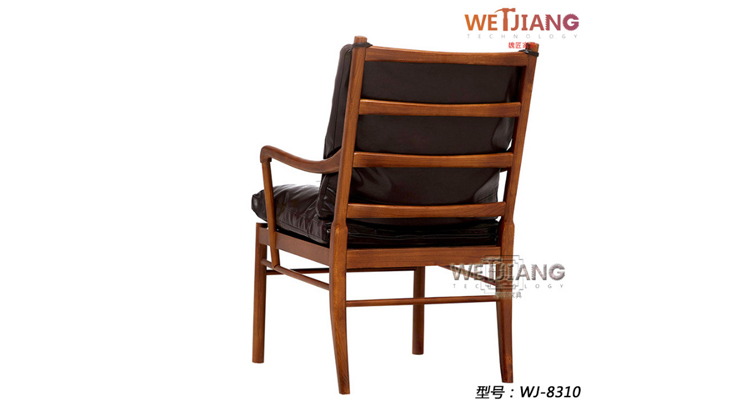 酒店实木书房皮椅子