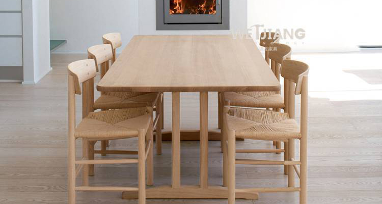 北欧实木餐椅编织椅