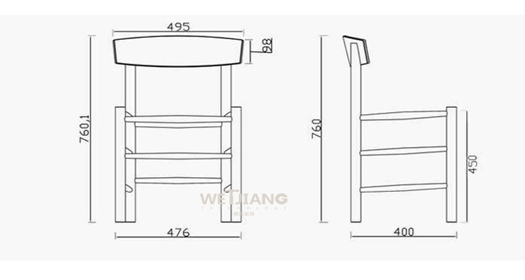 实木牛皮纸绳编椅尺寸